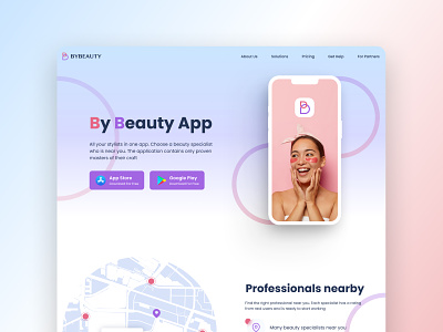 Promo site for beauty app beauty branding design light ui ux web