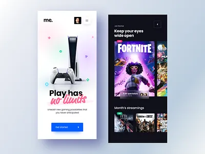 Play has no limits android app app broadcast ios app live mobile nintendo playstation simple streaming ui video games xbox