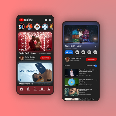 YouTube Redesign Concept app concept design designer redesign ui uidesigner uiux ux uxdesigner youtube