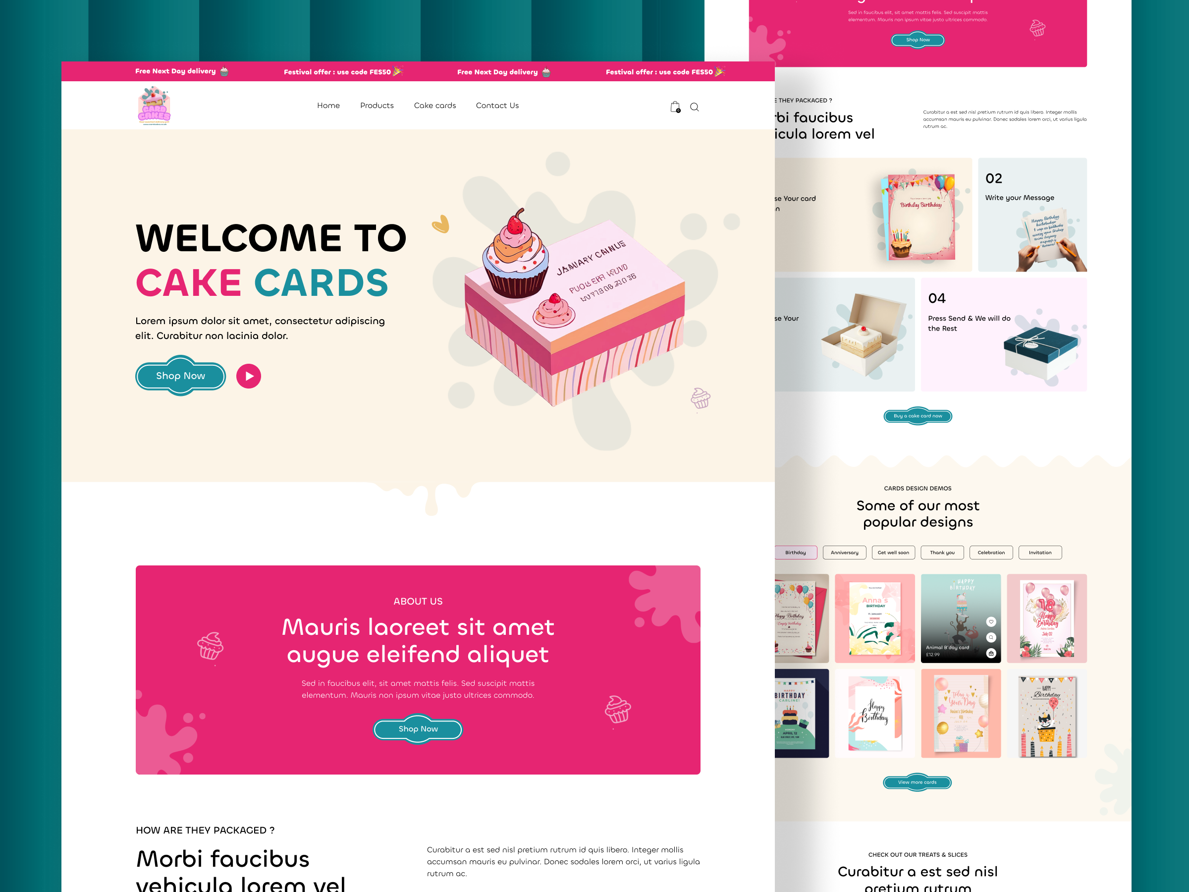 Cake Cards Landing Page branding cake cards cake landing page design design foodui landing page design personalizes message productdesign ui ui design ui ux webdesign website