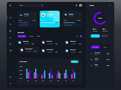 File System Dashboard app app design application best best web dark dark web dashboard file qclay statistic stats system trend web web design web site