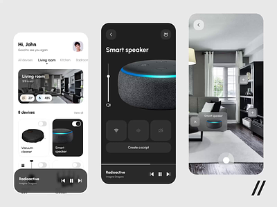 Smart House App 3d android animation app app mobile control dashboard design device interface ios mobile mobile ui online screen smart house ui ux virtual virtual room
