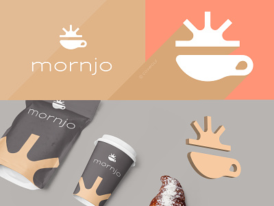 Mornjo Coffee Co. Logo beverage branding brandmark cofffee energy identity logo logo design logodesign logos logotype minimalist mug rays sun sunrise supplement tea