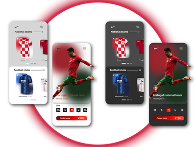 Nike App cr7 cristiano cristiano ronaldo croatia dark mode football footballkits mobileapp national team nike nike mockup nikeapp nikefootball order now portugal purchase ronaldo uxui