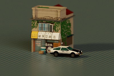 Moment | Initial-D 3d building design illustration voxel