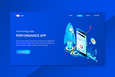 Technology App Isometric Concept Landing Page 3d animation 3d art 3d illustration app banking business concept finance illustration internet isometric landing landing page online page payment protection startup technology vector