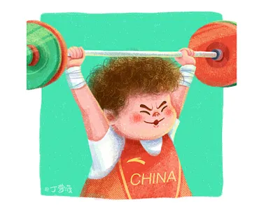 Olympic champion series丨Hou Zhihui cartoon portraits illustration tokyo olympic games