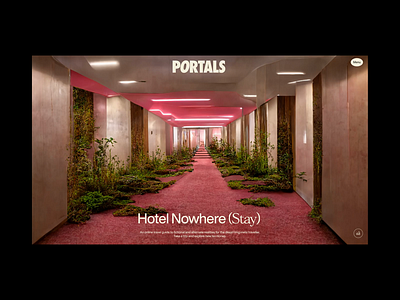 Portals Travel – (001) Hotel Nowhere ai art direction branding concept design desktop exploration figma guide illustration landscapes layout logo midjourney styletile typography ui web website website design