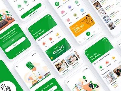 Sefex - Chef Finder Mobile App UI app ui catering chef chef finder chooker cook maker cooking cuisine finder mobile app pasty pasty cooker radhuni restaurant ui design ux