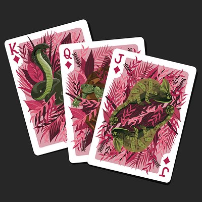 ANIMAL KINGDON - DIAMONDS animals art card game design digital art digital illustration illustration nature nature art nature illustration pack of cards playing cards poker