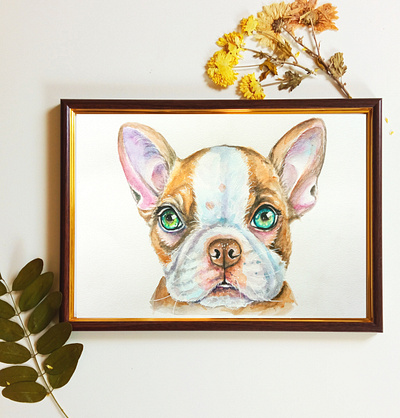 Custom watercolor pet portrait, memorial portrait, pet loss gift dog portrait graphic design painting pet loss watercolor portrait