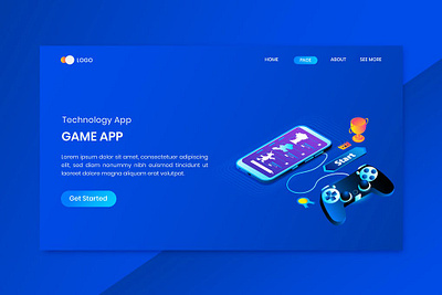 Gamming App Isometric Concept Landing Page 3d animation 3d art 3d illustration app concept creative design flat game illustration indesign isometric landing landing page logo mobile page showcase store vector