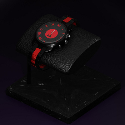 3d rendering, wrist watch on a stand. 3d graphic design illustration ui