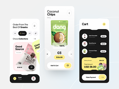 Snacks Ordering App awesome design clean ui courier delivery services fast food food and drink food app food order food ordering app grocery store app mobile design online store payment method product design app restaurant shop shopping snacks snacks ordering application transactions