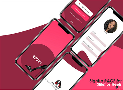 SignUp Page for Stilettos Heels app design typography ui ux