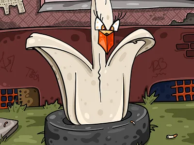 The Swan dark illustration russian street swan