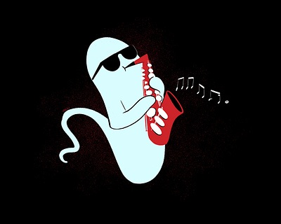 Ensnare aughost aughostus gloom character character design design ghost illustration mid century retro saxophone vintage