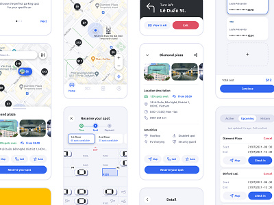 Park your Car Mobile Application app car design direction guide interface map mobile navigation parking payment spot ui ux