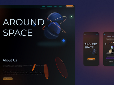 Around Space + Mobile app cinema 4d design figma landing mobile app site ui ux