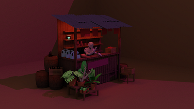 Market Place WIP 3d blender low poly wip