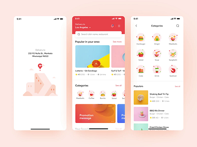 Food Ordering App Design animation app design delivery dishes food food ordering interaction design interactive meals minimal mobile mobile design restaurant