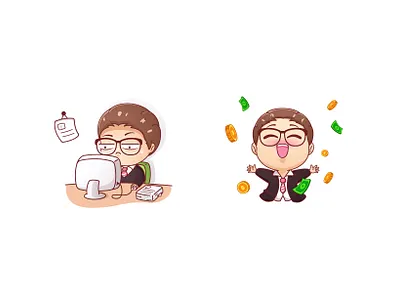 Businessman character #2 adorable branding business cartoon character characterdesign cute cute illustration design finance icon illustration kawaii art sweet vector worker working