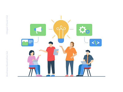 Business Teamwork business character idea illustration meeting people startup teamwork ui website