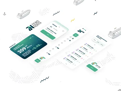 ZeroNorth tablet app. adobe xd co2 dashboard design desktop app figma fleet management illustration mobile mobileapp product designer ships ui ux web app