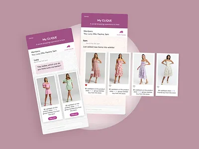 Clique e commerce mobile app social ui design