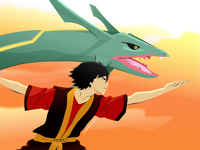 dragon dancing adobe illustrator avatar the last airbender character design drawing fan art illustration pokemon pokemon art rayquaza vector zuko