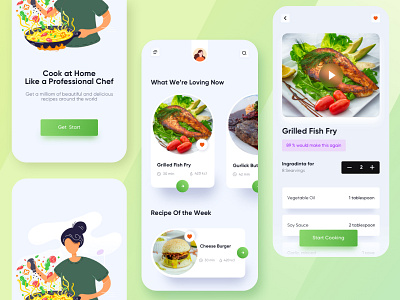 Online Recipe App branding clean design coock book cook cooking app dailyuichallenge design food app food cooking food delivery app foodie illustration logo mobile app mobile interface onboarding recipe recipe app