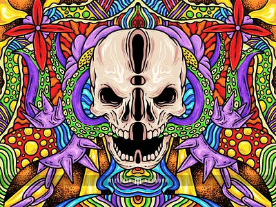 Psychedelic Skull colorful design doodle graphic design illustration psychedelic skull