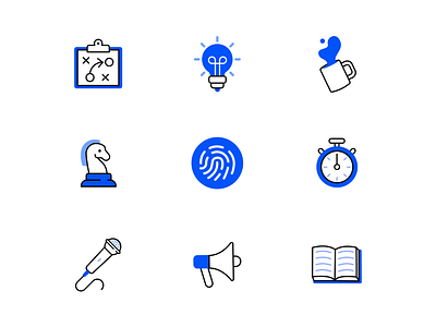 Core Insights - Custom Icons blue blue icon book branding business chess coffee custom icons fingerprint icons lightbulb mic microphone playbook stopwatch