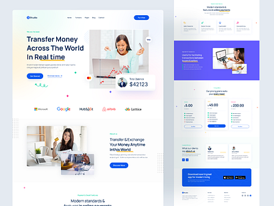 Online Payment landing page card payment creative landing design financial services hero header hero section illustration landing page money transfer online payment ui ui ux website