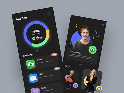 Application ranking Ui 3d ui app dark data ui design drak ui ranking ui uidesign