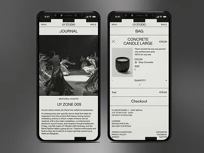 UY STUDIO | Spiritual Dance App app app experience collectible concert candle digital journaling e commerce app editorial app event fashion fashion app fashion eenthusiasts live monochrome palette product page ritual spiritual dance studio sufi dance techno fans ux