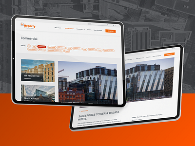 PJ Hegarty - Project pages Tablet building construction design graphic design ui ux web webdesign website