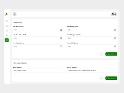 School Attendance Settings UI - SIMAN branding cleandesign cleanui dashboard design schoolattendance siman ui uidesign