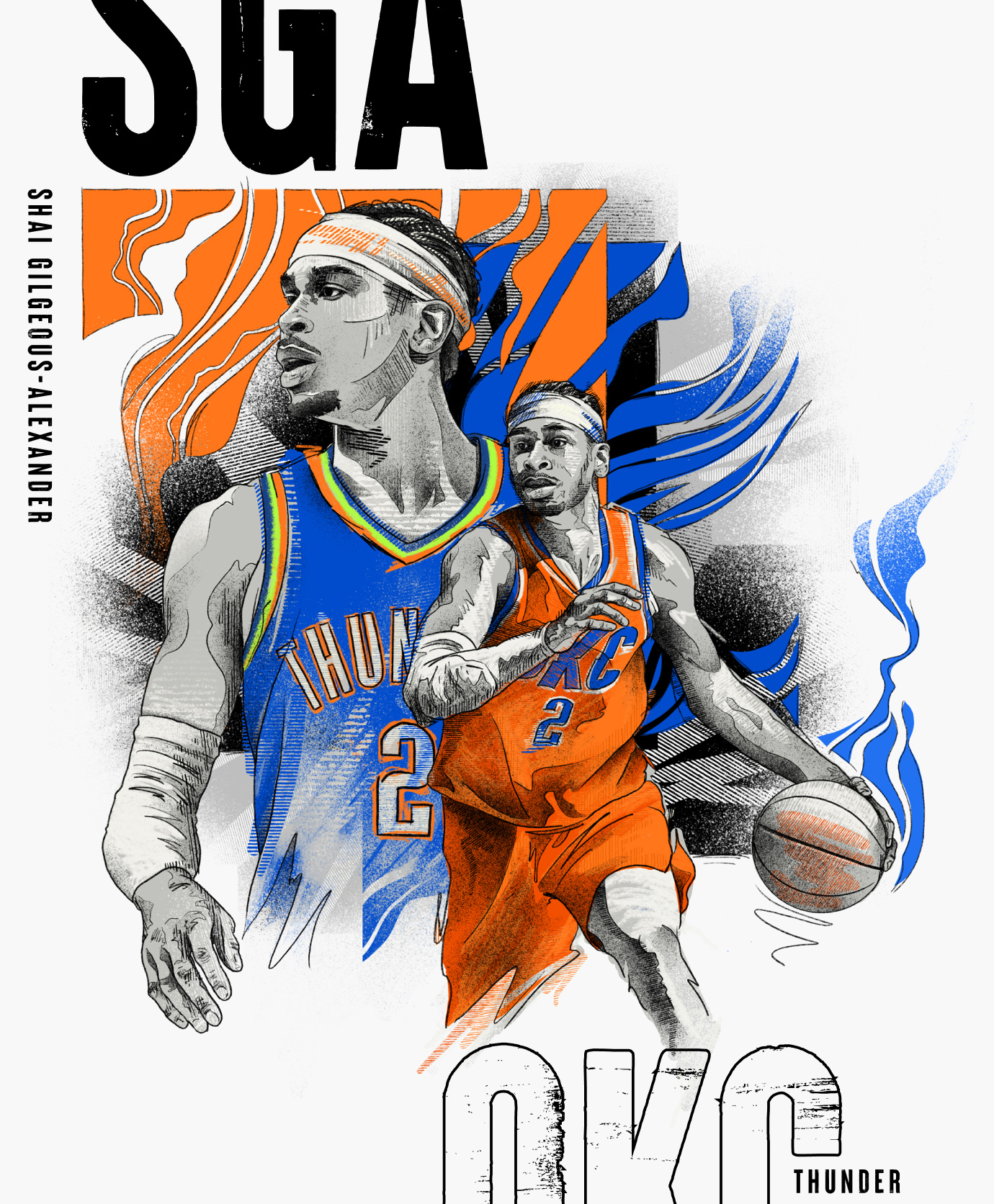 Shai Gilgeous-Alexander athleteportrait basketball canadianbasketball digital illustration graphic design illistration illustration nba nbaart nbasuperstar sga shai gilgeous alexander sportsdesign sportsillustration sportsportrait