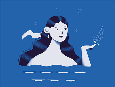 Mermaid adobe illustrator art blue cartoon characterdesign dragon fly drawing face fairytale girl illustration insect mermaid ocean portrait sea vector vectorart water