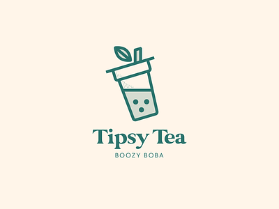 Tipsy Tea boba branding bubble tea illustration logo tea logo vector