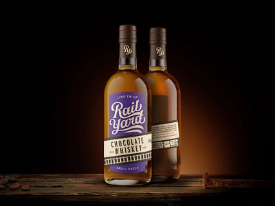 Rail Yard Chocolate Whiskey bottle branding label logo packaging rail rail yard railroad spirits train whiskey yard