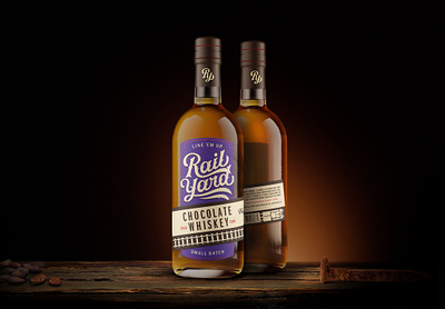 Rail Yard Chocolate Whiskey bottle branding label logo packaging rail rail yard railroad spirits train whiskey yard