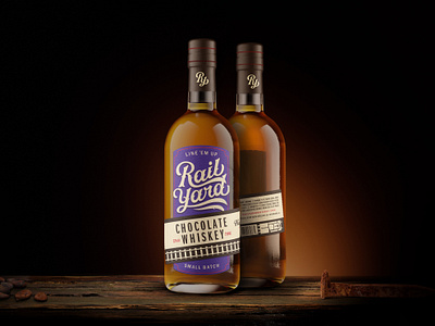 Rail Yard Chocolate Whiskey bottle branding label logo packaging rail rail yard railroad spirits train whiskey yard