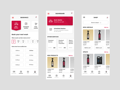 Car Wash Bookings and E-Commerce iOS app bookings calender car ecommerce car wash dashboard ecommerce ios