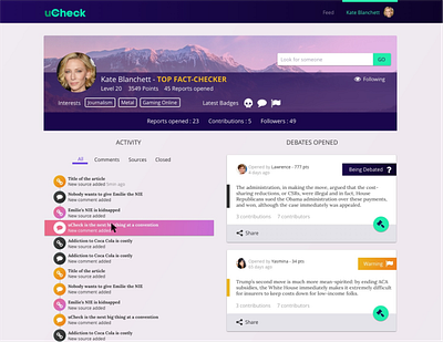 UX/UI - uCheck startup ui ux web design website