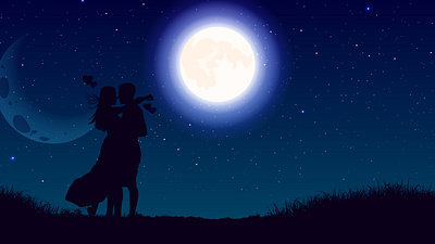 Moonlight night romantic background blue illustration landscape moon moonlight moonlight background night background romantic romantic background romantic couple sky star vector