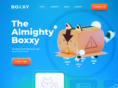 Boxxy Cat 3d art awesome boxxy cat curtis daily ui design effect gradient graphic design header illustration landing page ui uiux web website