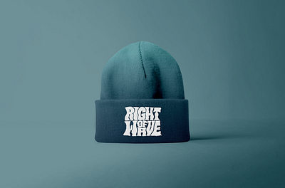 Right of Wave apparel beanie embroider hat illustration skate surf typography