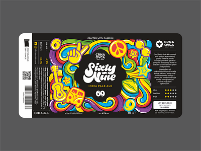 Sixty Nine label 80s acid beer label branding craft beer design font graphic design hippy hops icon icon set illustration india pale ale lettering logo sixty nine typo ui ux vector